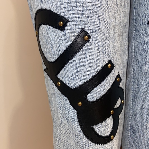 80s Vintage High-Rise Leather Heart Jeans - Picture 5 of 12